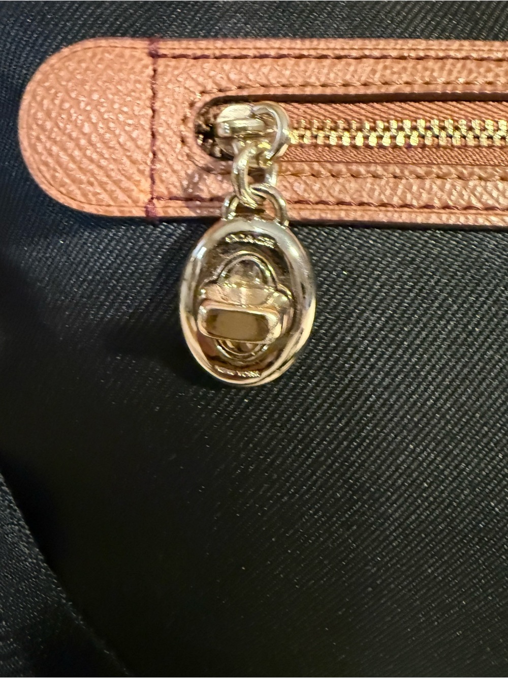 Coach Black Crossbody with Tan Leather Trim and Gold Hardware - Picture 3 of 10